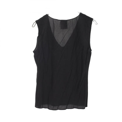 CHANEL Black Silk V-Neck Tank Top Size 42