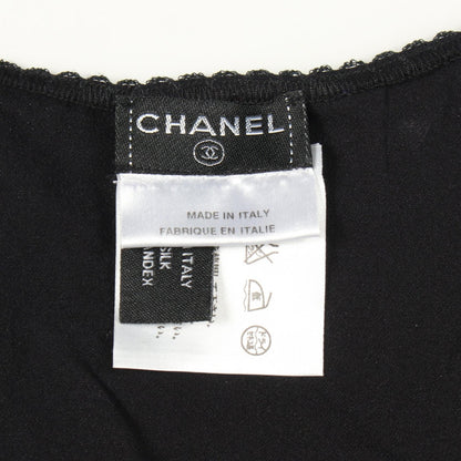 CHANEL Black Silk V-Neck Tank Top Size 42