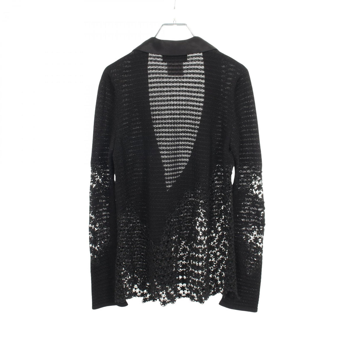 CHANEL Black Lace Rayon Cotton Cardigan Size 38