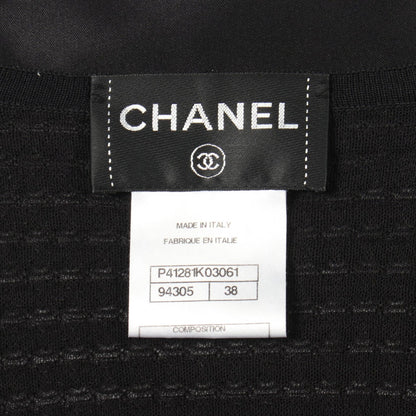 CHANEL Black Lace Rayon Cotton Cardigan Size 38