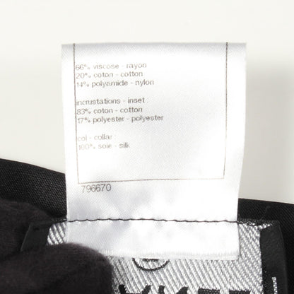 CHANEL Black Lace Rayon Cotton Cardigan Size 38