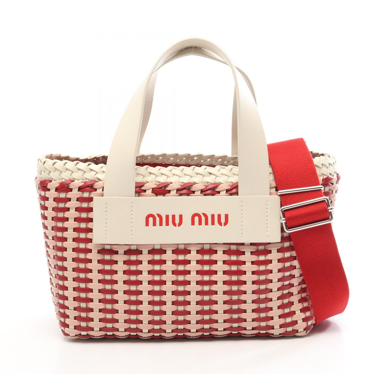 Miu Miu Intreccio 2-Way Leather Bag Red