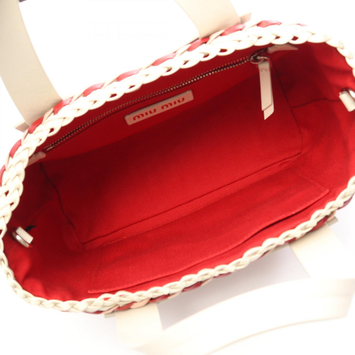 Miu Miu Intreccio 2-Way Leather Bag Red