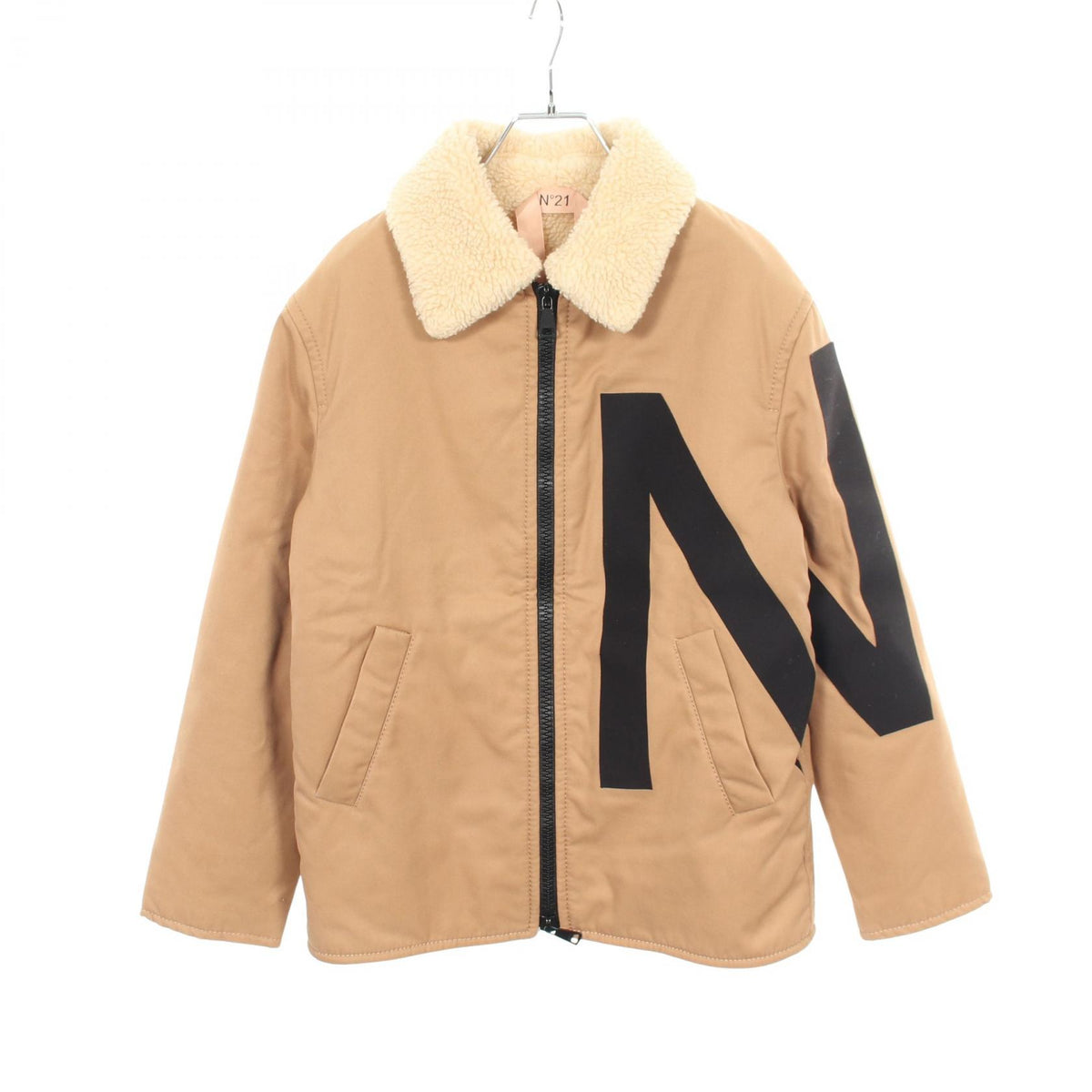 N 21 Faux Fur Cotton Polyester Jacket Brown Size 36