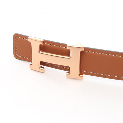 HERMES Constance H-Buckle Reversible Leather Belt Size 75
