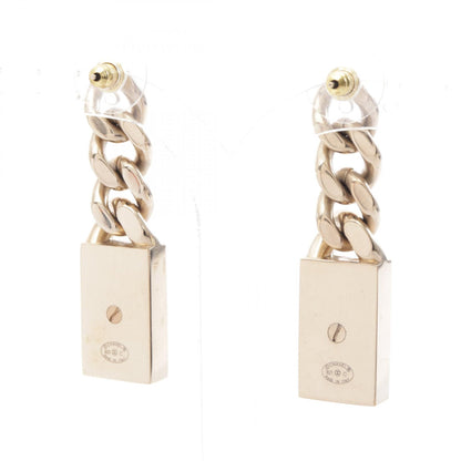 CHANEL Coco Mark Lock Chain Earrings Gold