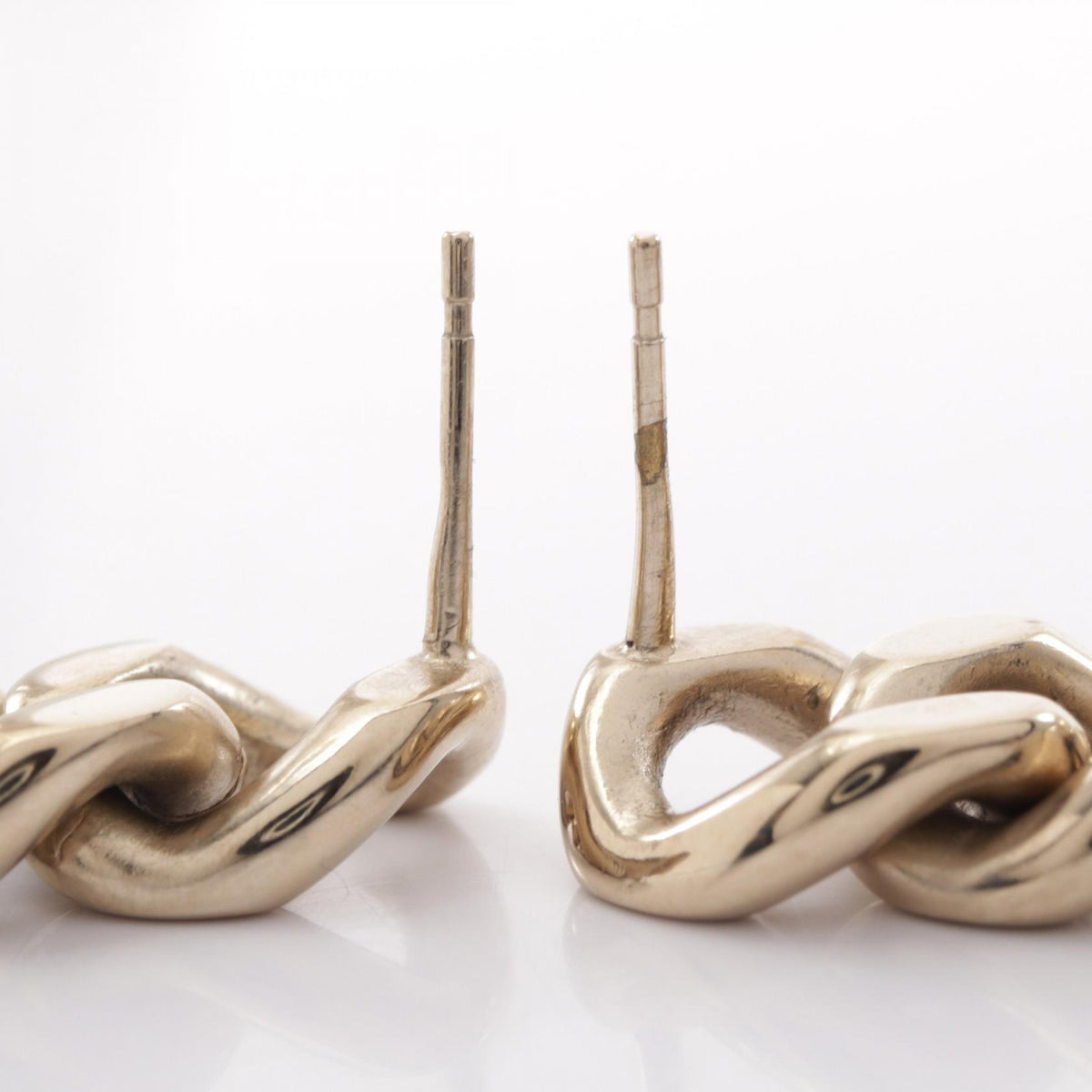 CHANEL Coco Mark Lock Chain Earrings Gold