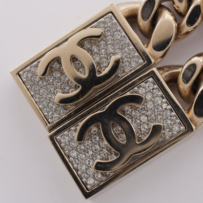 CHANEL Coco Mark Lock Chain Earrings Gold