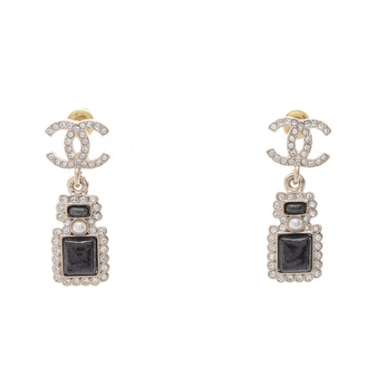 CHANEL CC Logo Perfume Plated Earrings