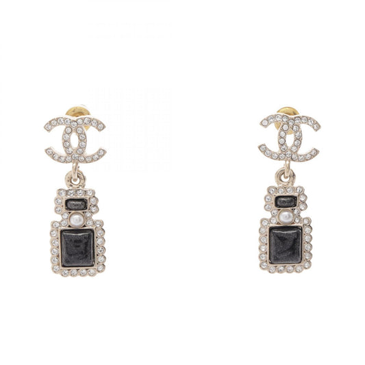 CHANEL CC Logo Perfume Plated Earrings