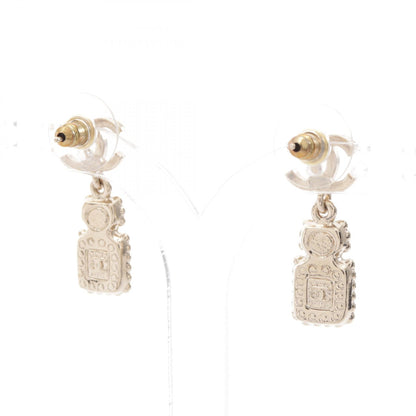 CHANEL CC Logo Perfume Plated Earrings
