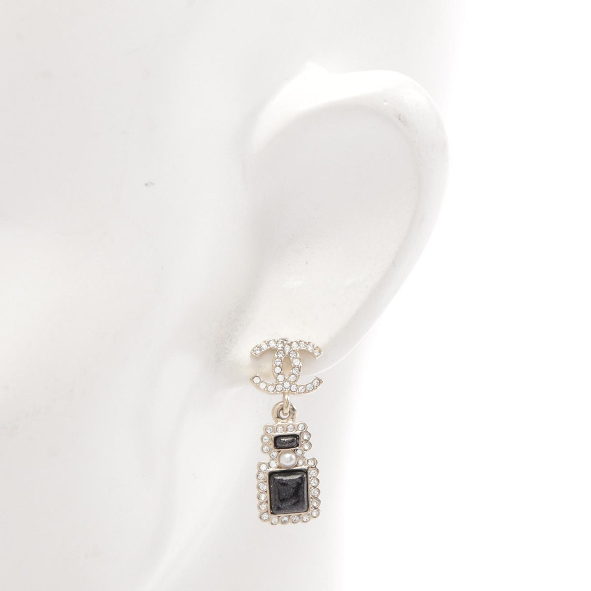CHANEL CC Logo Perfume Plated Earrings