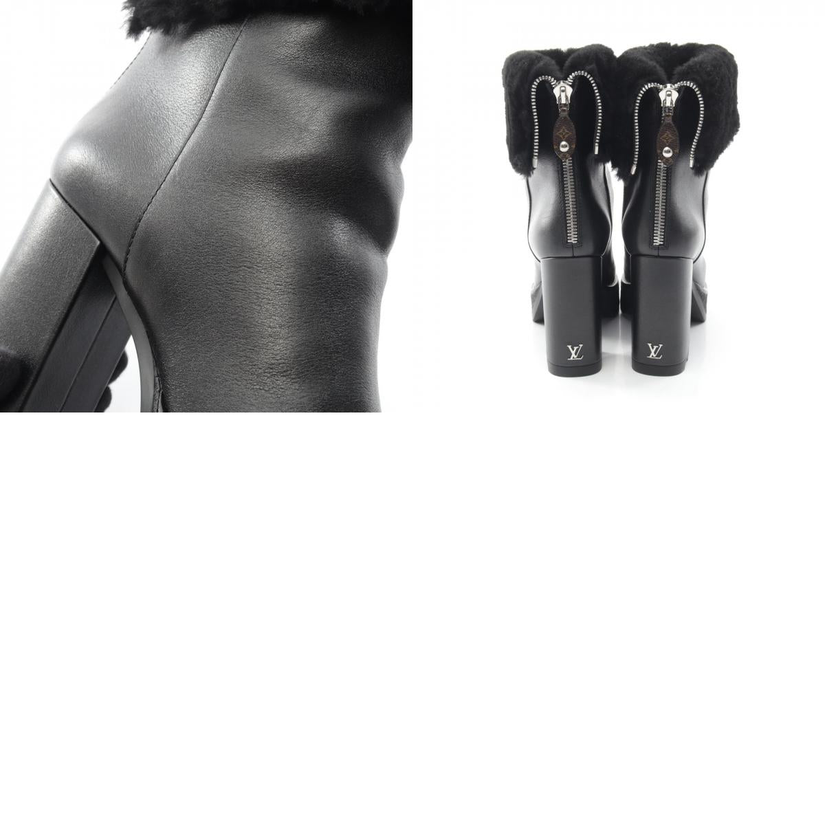 LOUIS VUITTON LV Beaubourg Shearling Boots Black Size 37