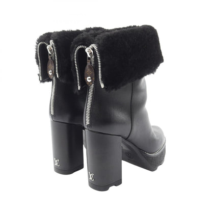 LOUIS VUITTON LV Beaubourg Shearling Boots Black Size 37