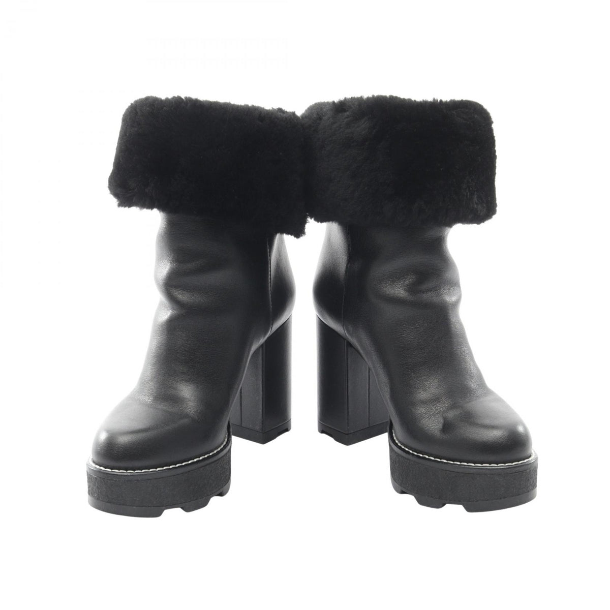 LOUIS VUITTON LV Beaubourg Shearling Boots Black Size 37