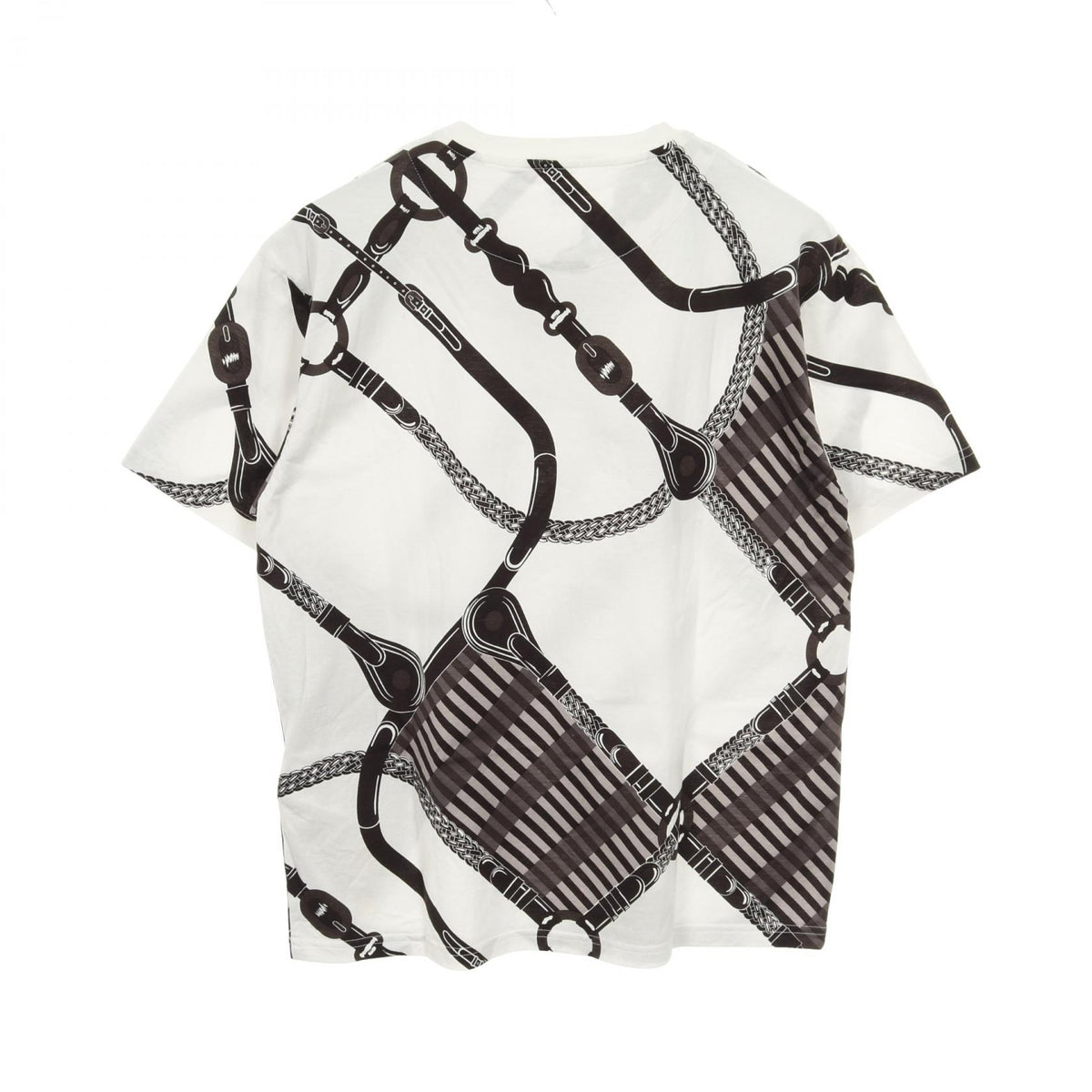 HERMES Coaching Remix Cotton T-Shirt White Size 38