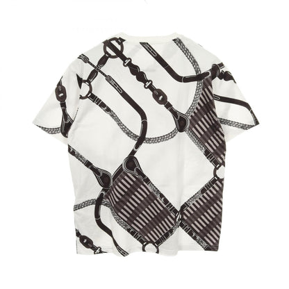 HERMES Coaching Remix Cotton T-Shirt White Size 38
