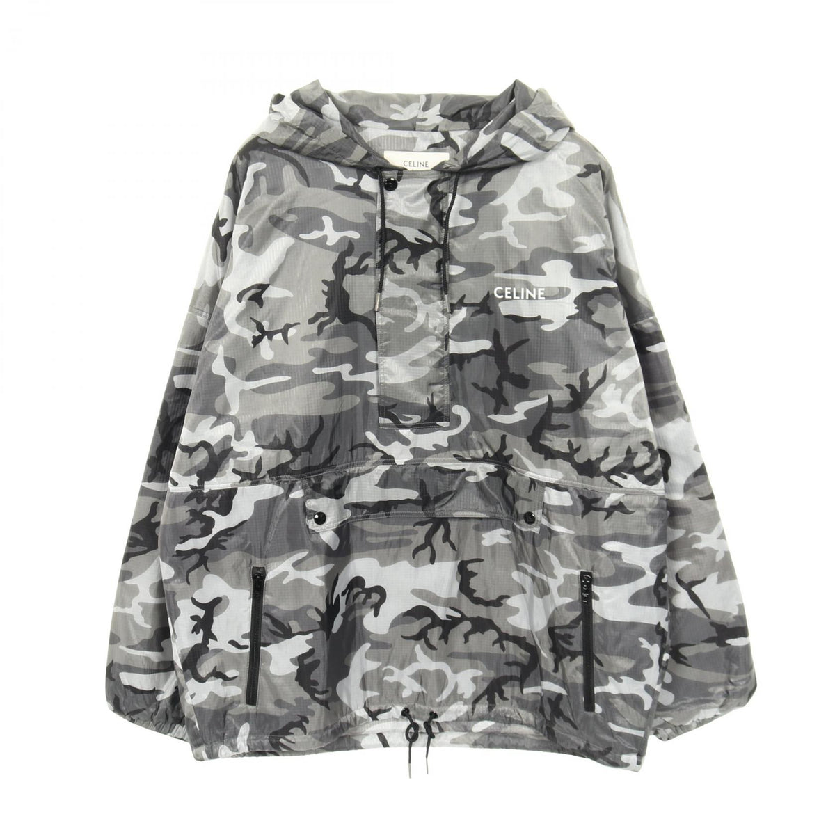 CELINE Nylon Mountain Parka Jacket Gray Size 50