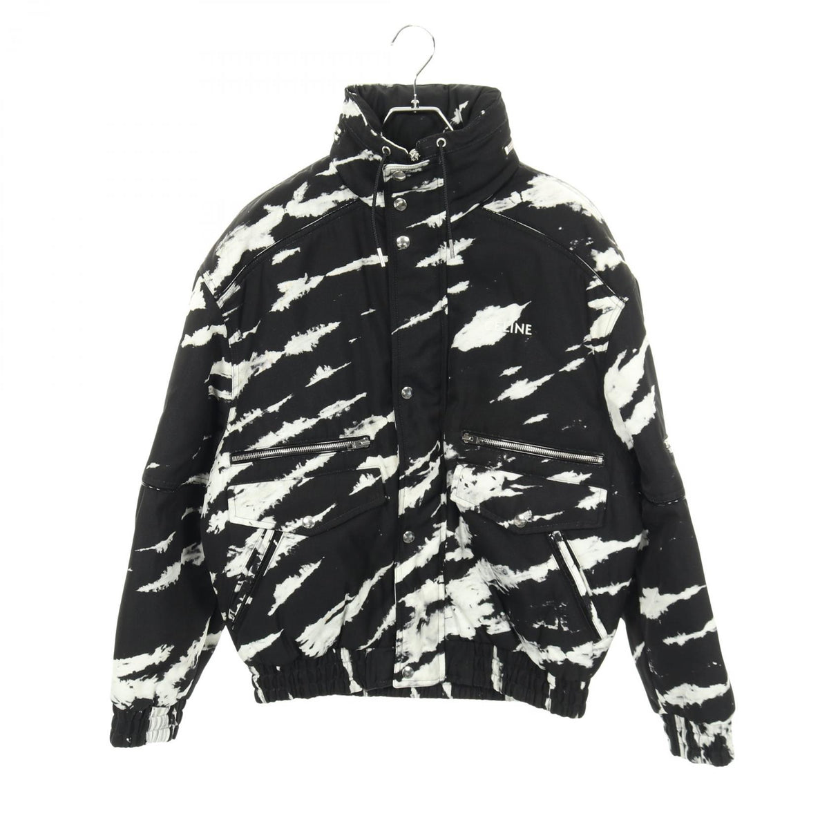 CELINE Nylon Tie-Dye Blouson Jacket Black/White Size 46