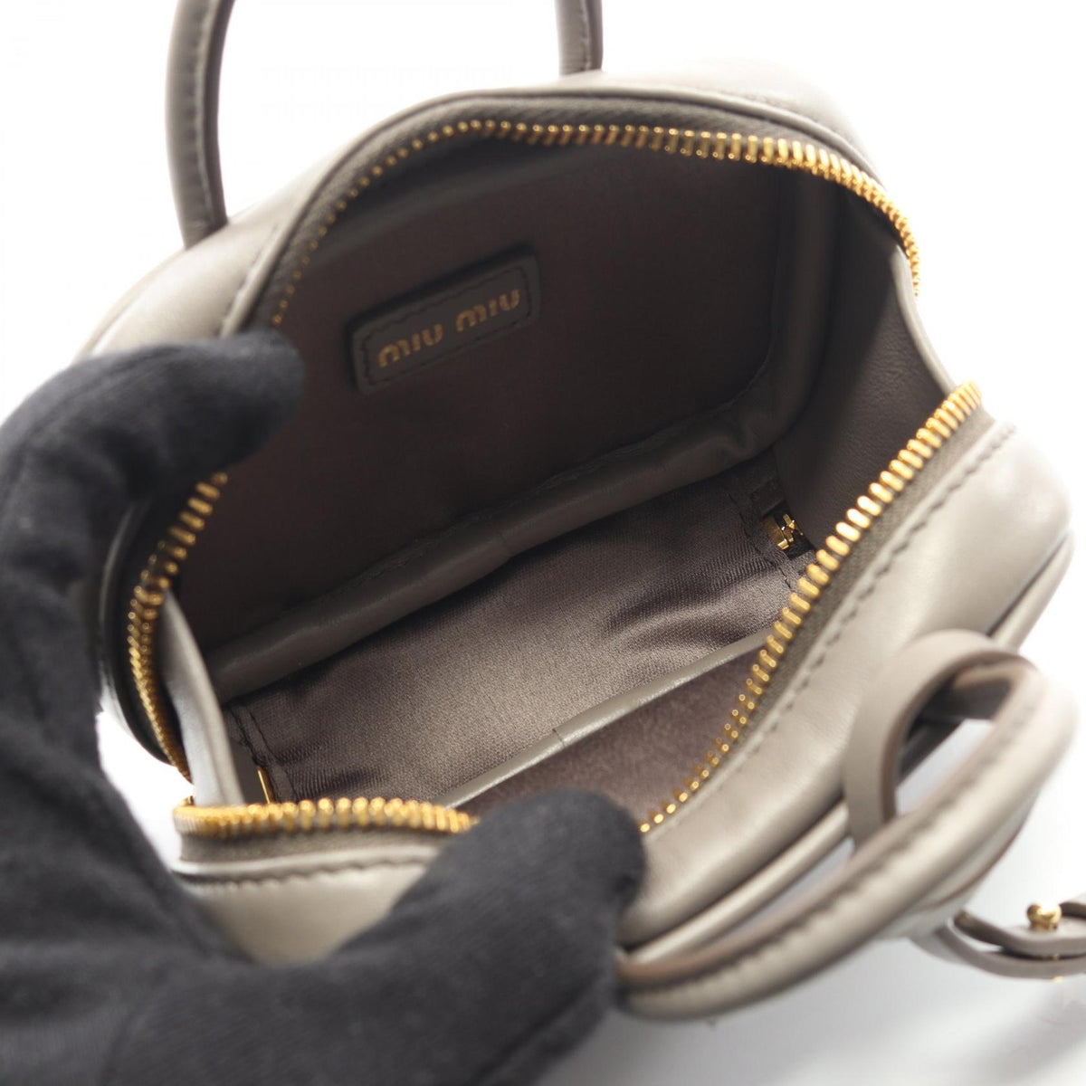 Miu Miu Micro Bag Leather Charm Gray