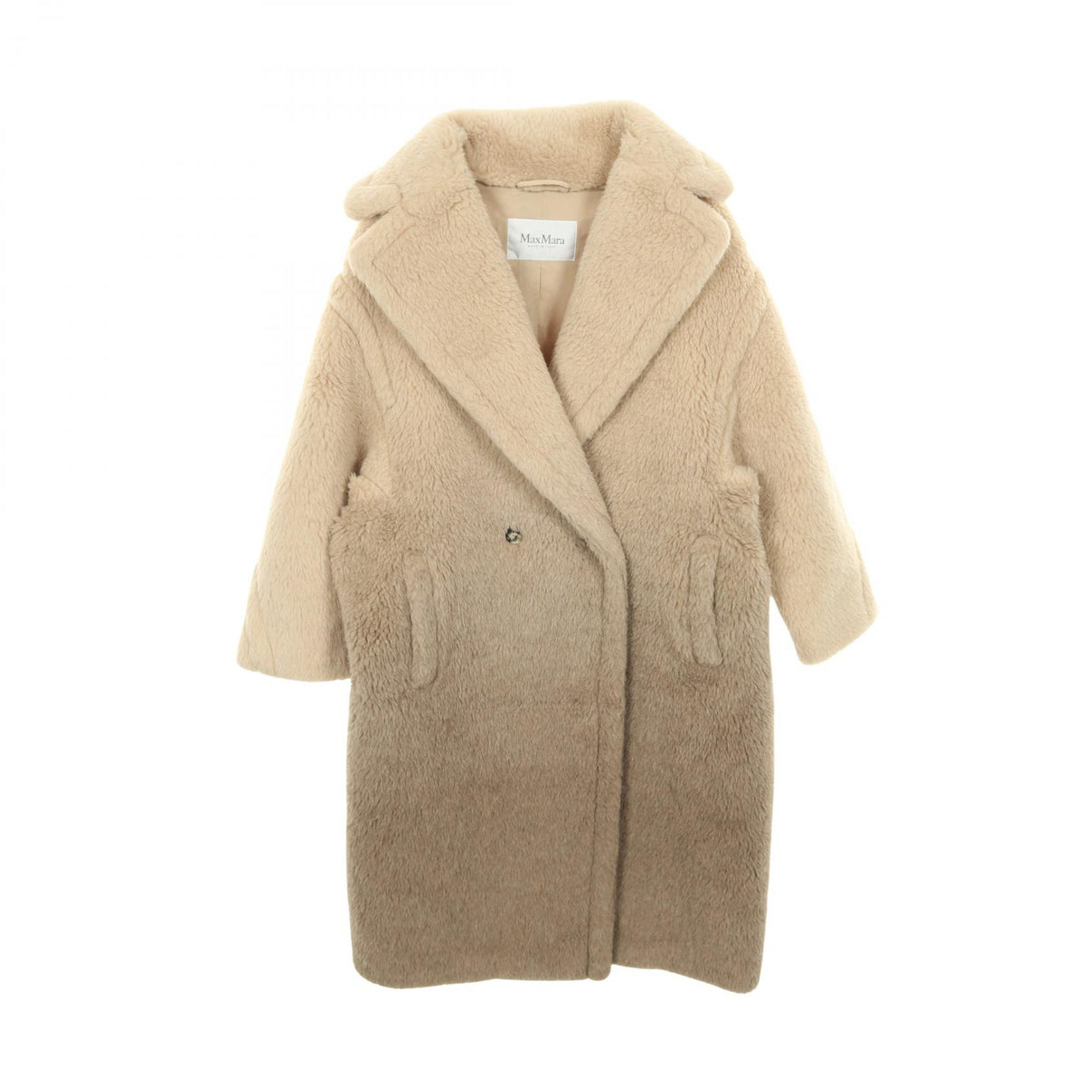 MAX MARA GATTO Teddy Bear Wool Alpaca Coat Beige Size S