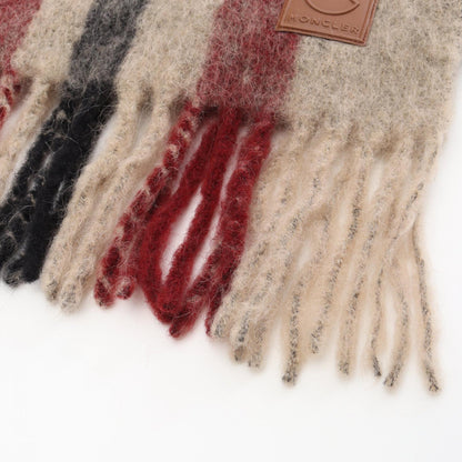 MONCLER Wool Mohair Alpaca Scarf Beige Size ONE SIZE