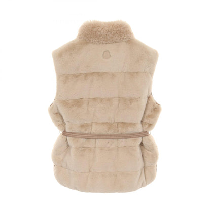 MONCLER JOUI Beige Fake Fur Teddy Down Vest Size 4