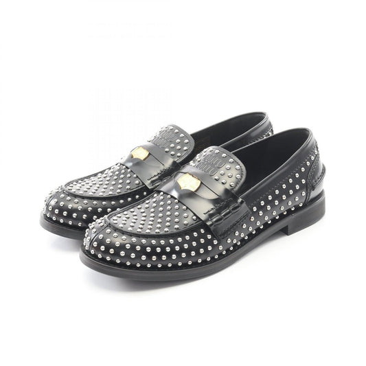 Miu Miu Black Penny Leather Loafers Size 37