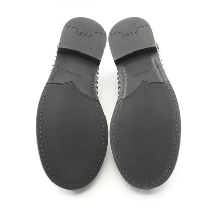 Miu Miu Black Penny Leather Loafers Size 37