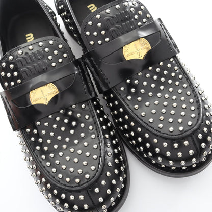 Miu Miu Black Penny Leather Loafers Size 37