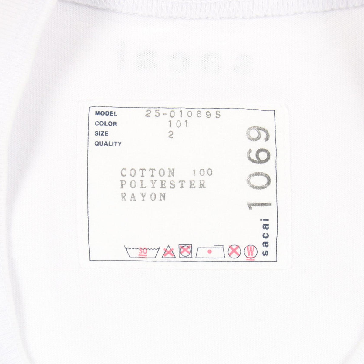 Sacai White Cotton T-Shirt Size 2