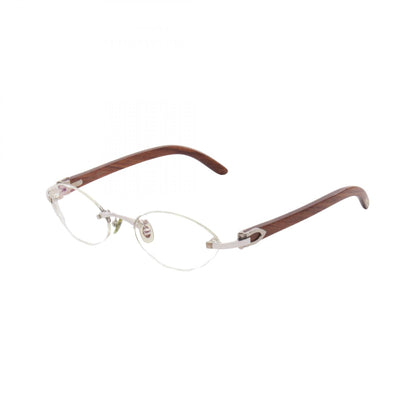CARTIER Rimless Eyeglasses Brown