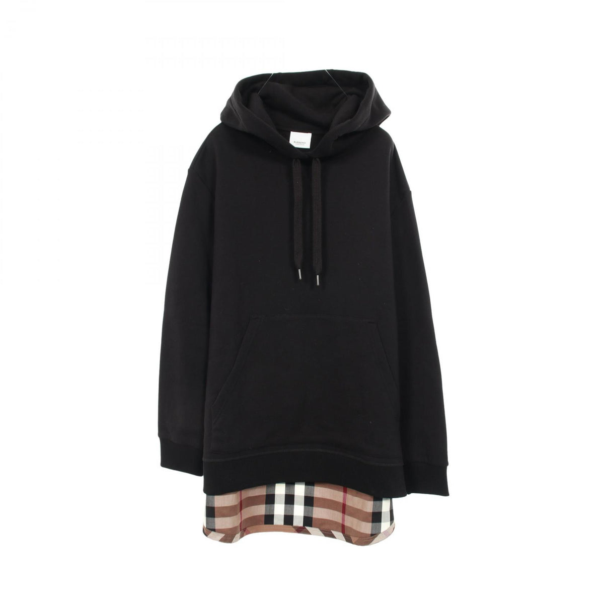 BURBERRY Nova Check Cotton Hoodie Black Multicolor Size S
