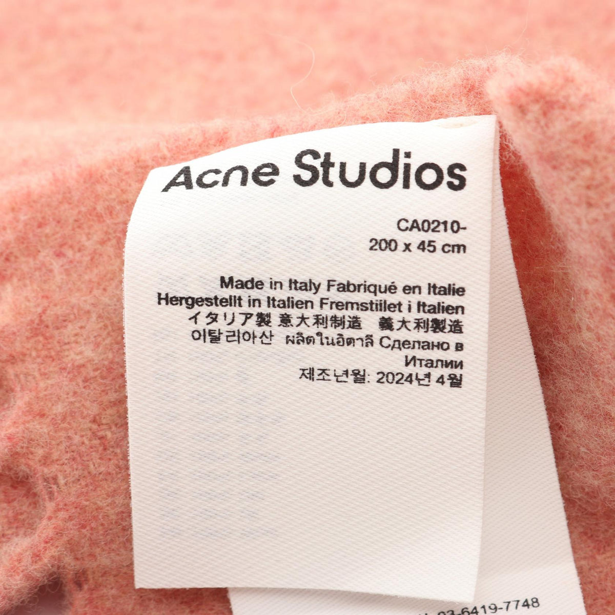 ACNE STUDIOS Wool Scarf Pink