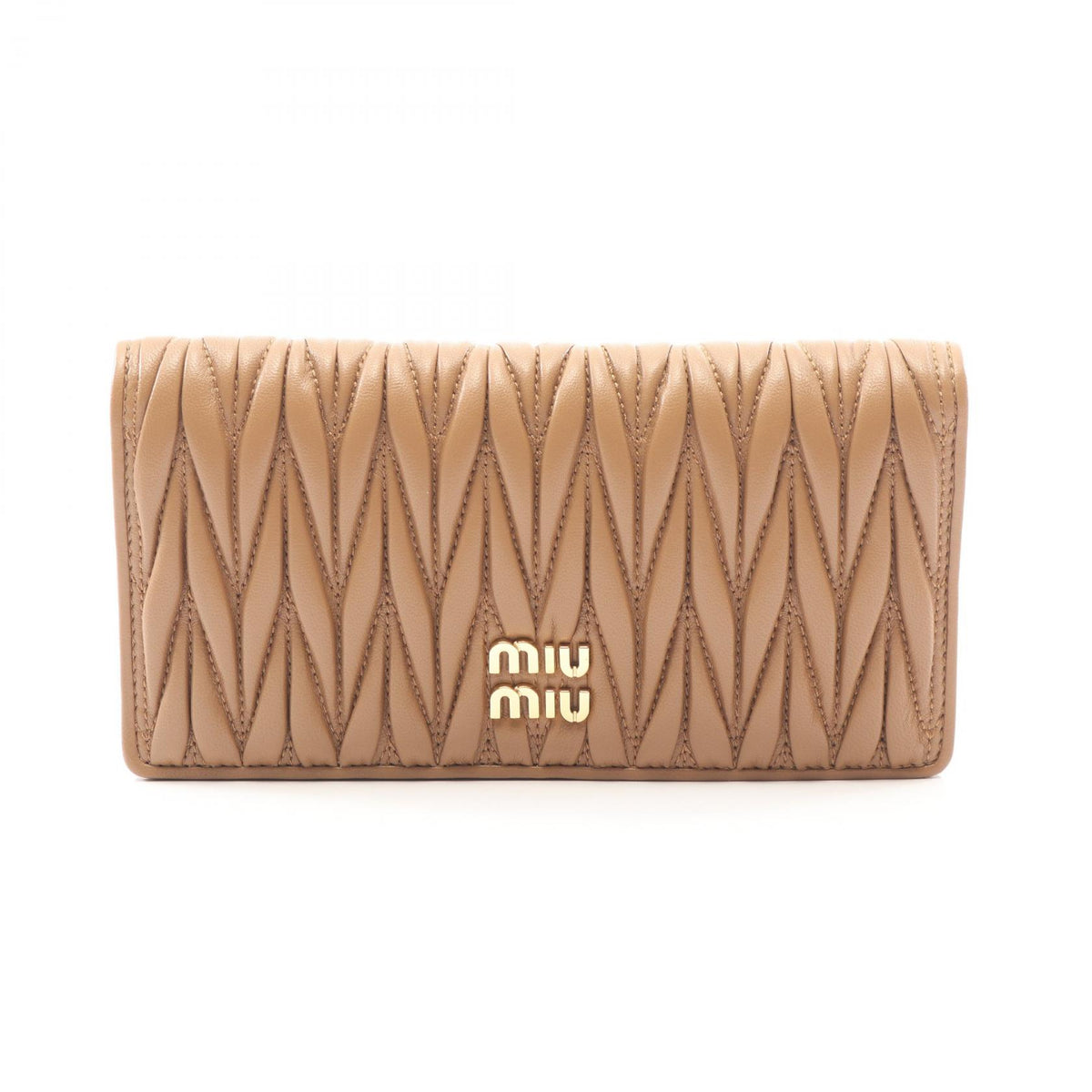 Miu Miu Matelassé Leather Wallet Brown