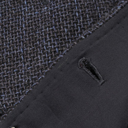 CHANEL Bijou Button Tweed Collarless Jacket Navy Size 36