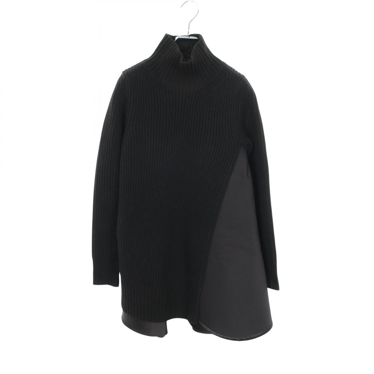 Sacai Black Wool Paneled Asymmetric Dress Size 2