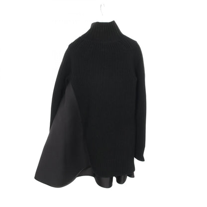 Sacai Black Wool Paneled Asymmetric Dress Size 2