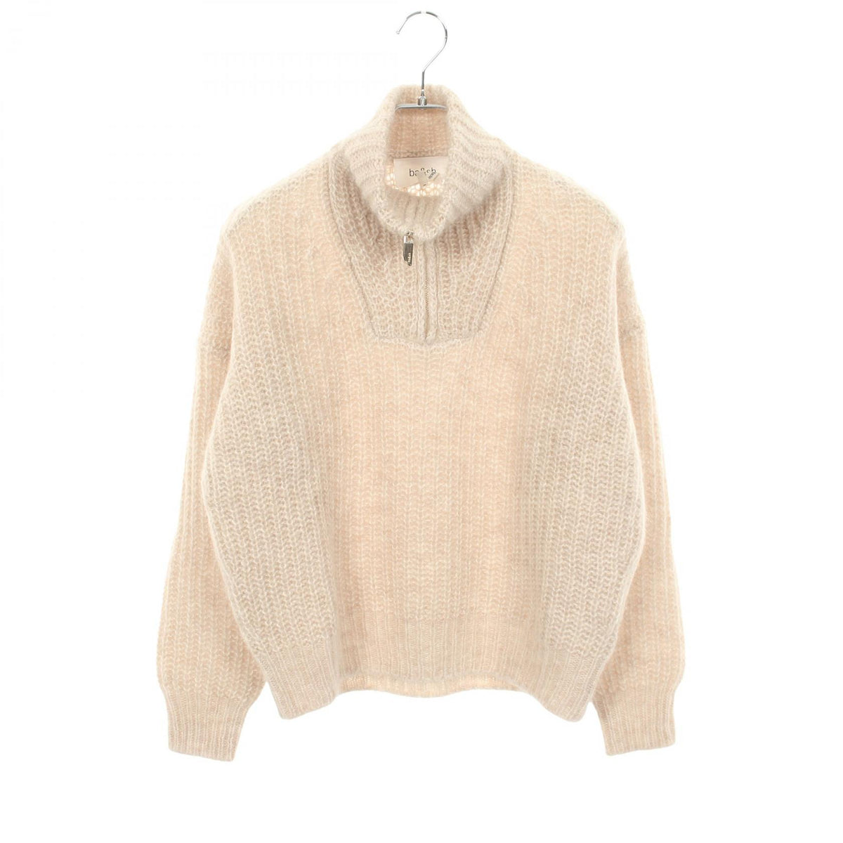 ba&sh Alpaca Nylon Mohair Half-Zip Sweater Beige Size 0