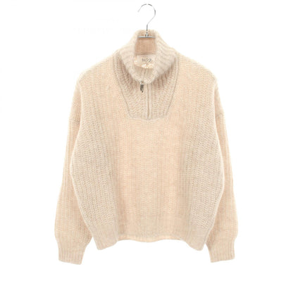 ba&sh Alpaca Nylon Mohair Half-Zip Sweater Beige Size 0