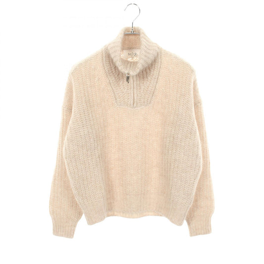 ba&sh Alpaca Nylon Mohair Half-Zip Sweater Beige Size 0