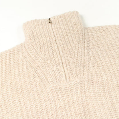 ba&sh Alpaca Nylon Mohair Half-Zip Sweater Beige Size 0