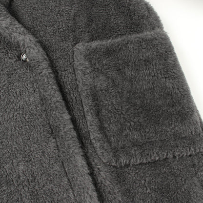 MAX MARA Gray Wool Alpaca Teddy Bear Coat Size S