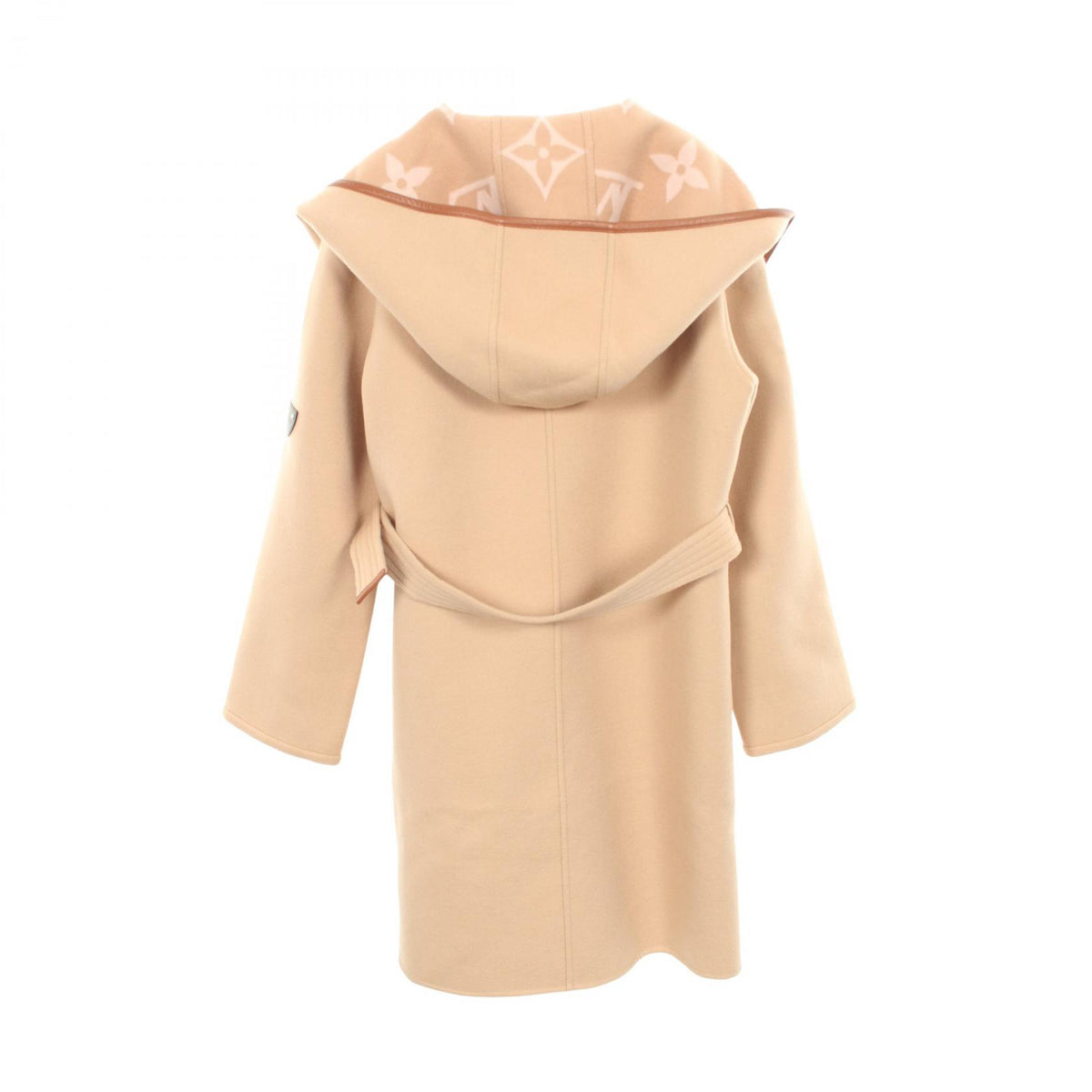LOUIS VUITTON Giant Monogram Hooded Wrap Wool Coat Size 38