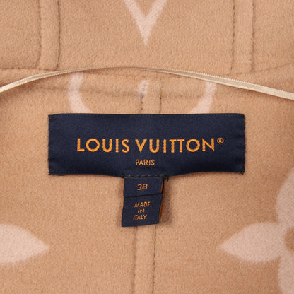 LOUIS VUITTON Giant Monogram Hooded Wrap Wool Coat Size 38