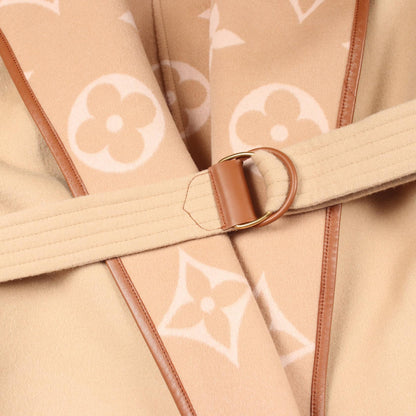 LOUIS VUITTON Giant Monogram Hooded Wrap Wool Coat Size 38