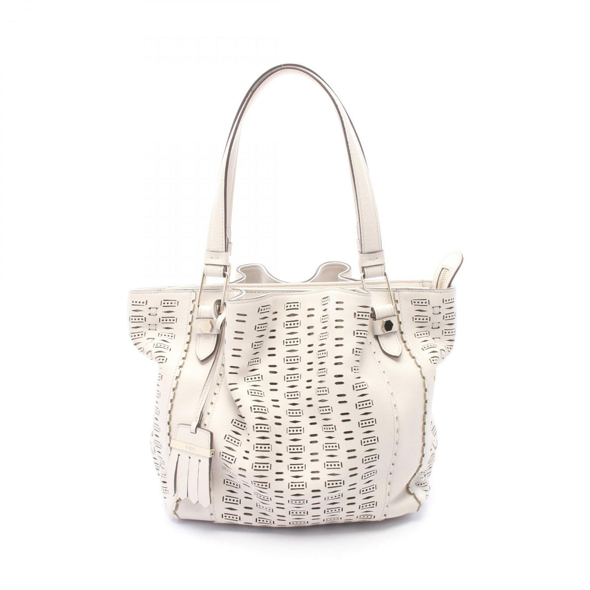 TOD'S Flower Leather Shoulder Bag White