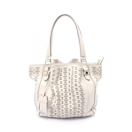 TOD'S Flower Leather Shoulder Bag White