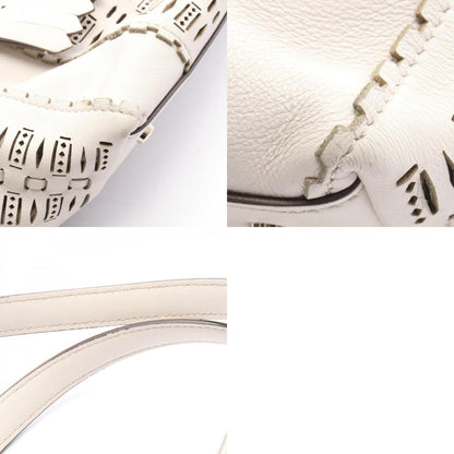 TOD'S Flower Leather Shoulder Bag White