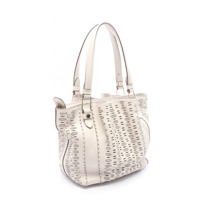 TOD'S Flower Leather Shoulder Bag White